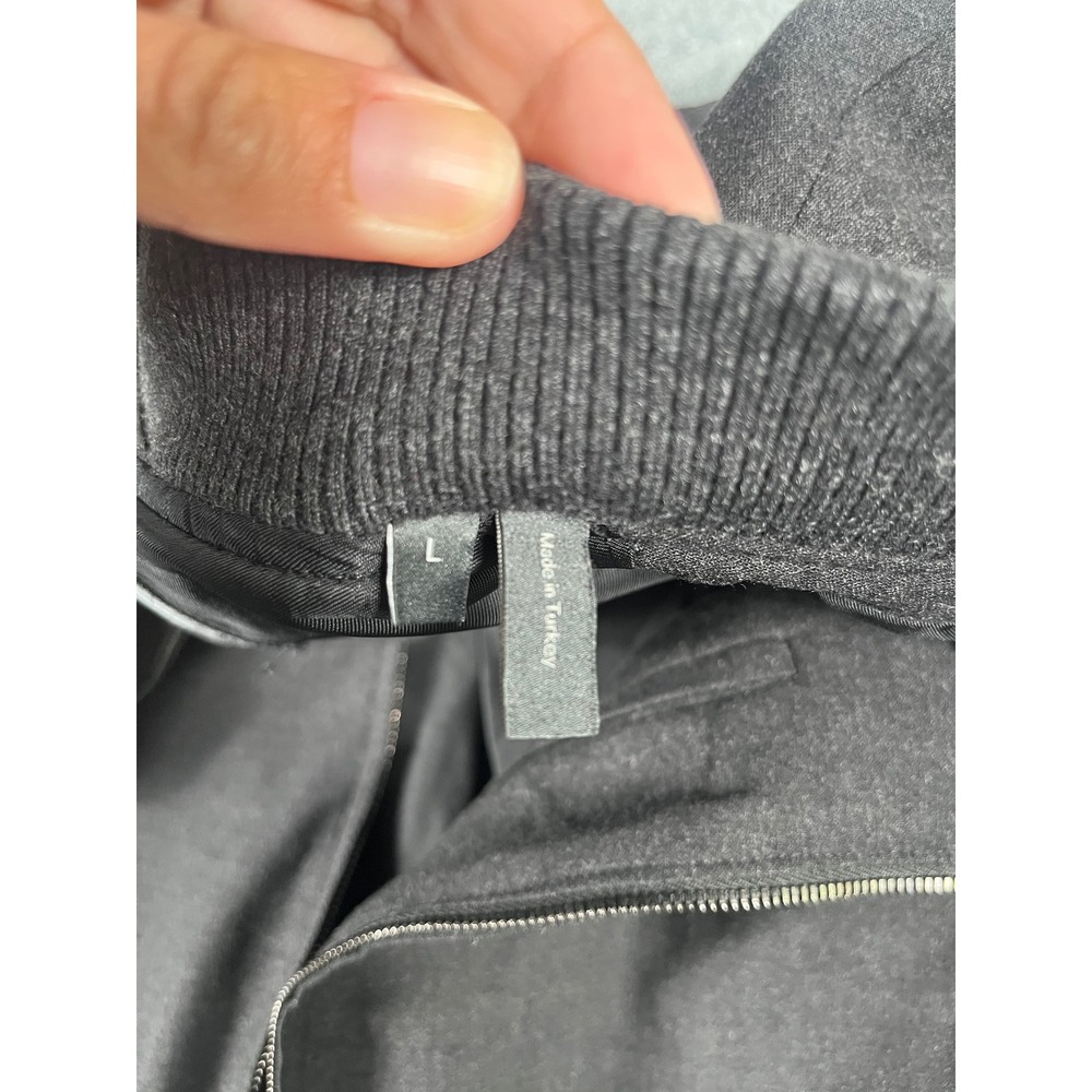 Theory Mens Aiden Charcoal Grey Full Zip Wool Bomber Jacket Minimalist‎ Sz. L - Picture 2 of 11